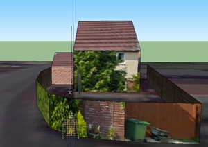 某室外居住民房设计SU(草图大师)模型（含庭院）
