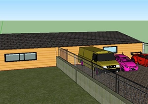 某室外单层居住房设计SU(草图大师)模型素材