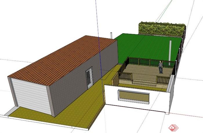 某欧式集装箱式住宅建筑景观设计SU模型(1)