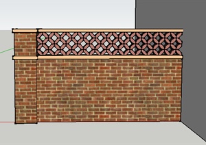 某室外砖混围墙设计SU(草图大师)模型参考