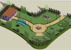 某小型公园景观设计SU(草图大师)模型2