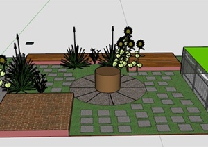 现代某建筑屋顶花园景观设计SU(草图大师)模型