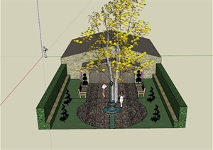 某是某住宅庭院景观设计SU(草图大师)模型