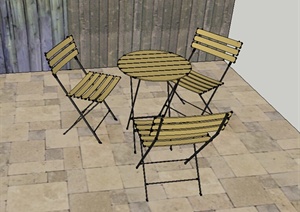 某室外木质座椅设计SU(草图大师)模型参考