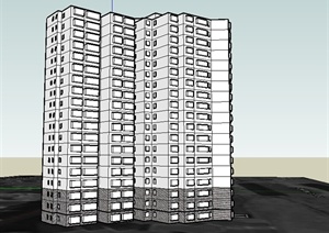 某室外高层居住建筑楼设计SU(草图大师)模型素材