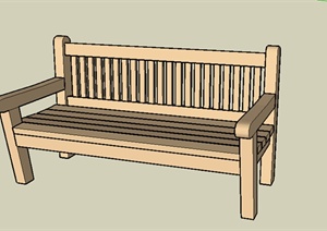 某个室外木质坐凳设计SU(草图大师)模型参考-