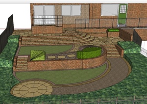 某室外居住房庭院花园设计SU(草图大师)模型