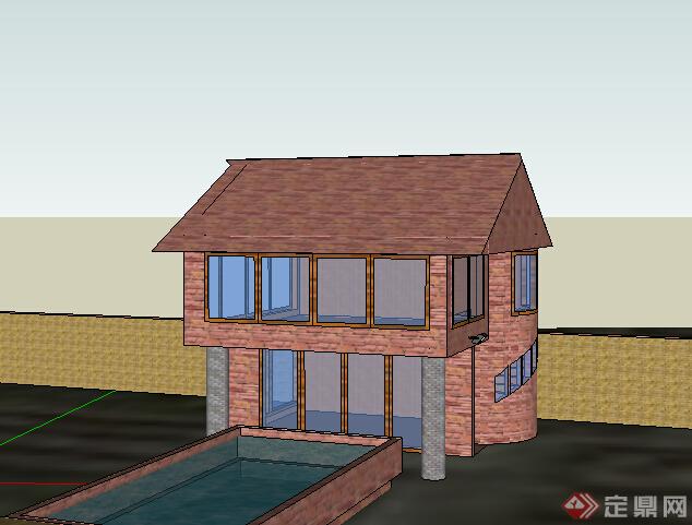 某现代多层居住小别墅设计SU模型(1)