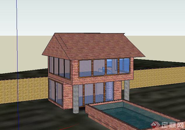 某现代多层居住小别墅设计SU模型(2)
