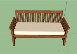 现代某室内木制长椅设计SU(草图大师)模型