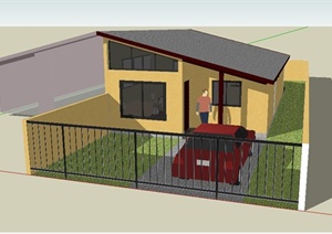 欧式某一层住宅建筑庭院景观设计SU(草图大师)模型