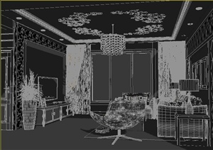 某现代客餐厅、玄关装修设计3DMAX模型