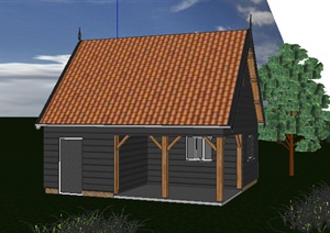 某室外居住小房屋设计SU(草图大师)模型素材