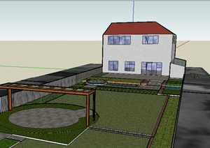 某室外居住建筑设计SU(草图大师)模型（含庭院）