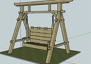 某园林景观现代木制吊椅SU(草图大师)模型