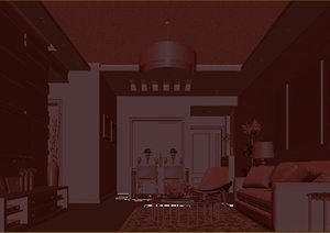 现代风格某住宅建筑客厅餐厅装修设计3DMAX模型