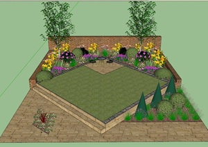 现代某私家庭院景观设计SU(草图大师)模型
