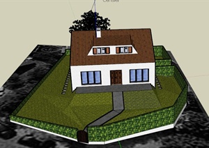 欧式某单层住宅建筑景观设计SU(草图大师)模型