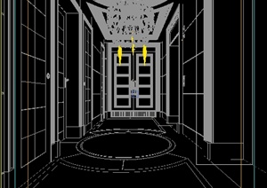 某现代公共空间过道、走廊室内装饰3DMAX模型