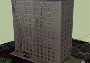 某14层公寓楼建筑设计SU(草图大师)模型