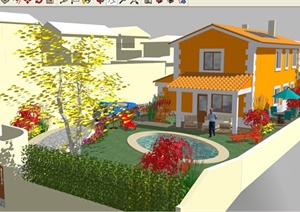 某现代庭院房景观设计SU(草图大师)模型