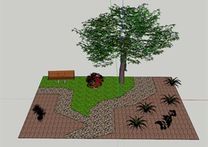 某公园景观一角景观设计SU(草图大师)模型