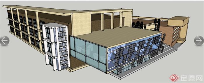 某现代风格建筑系馆教学楼建筑设计（CAD图纸、su模型、效果图、展板）(6)