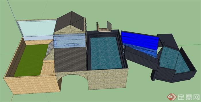 某水厂建筑设计SU模型(1)