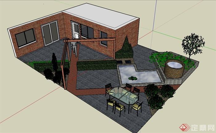 某住宅庭院景观设计SU模型（2）(1)