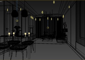 某现代简约风格住宅建筑空间客厅餐厅装修设计3DMAX模型