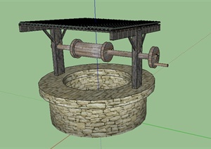某中式水井设计SU(草图大师)模型素材