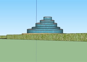 某室外跌水喷泉水景设计SU(草图大师)模型