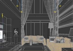 某现代风格别墅客餐厅装修设计3DMAX模型