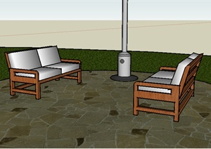 某室外沙发坐凳设计SU(草图大师)模型素材