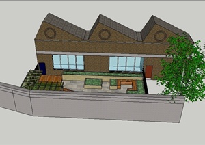 某欧式简约风格住宅庭院景观设计SU(草图大师)模型