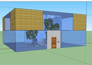 某室外玻璃别墅建筑设计SU(草图大师)模型
