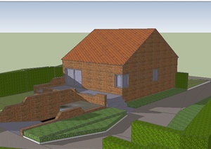 某个单层居住民房设计SU(草图大师)模型素材