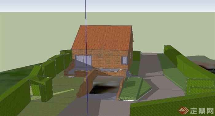 某个单层居住民房设计SU模型素材(2)
