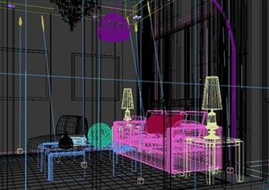 某现代简约风格居住空间客厅餐厅3DMAX模型