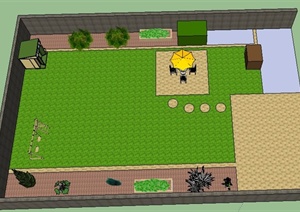 某现代住宅庭院花园景观设计SU(草图大师)模型