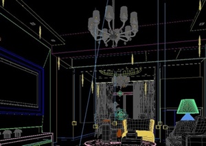 现代简约风格居住空间客厅餐厅装修设计3DMAX模型