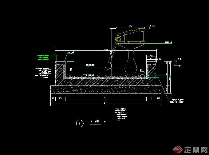 某日式小型跌水水池设计设计施工图CAD格式(2)