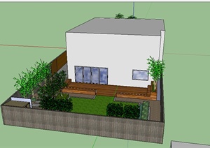 某居住小别墅建筑设计SU(草图大师)模型（含庭院）