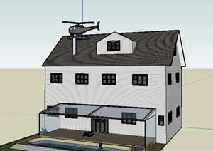 某2层居住楼房设计SU(草图大师)模型素材
