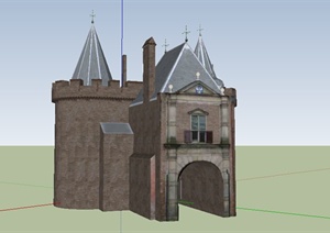 某欧式城堡设计SU(草图大师)模型素材