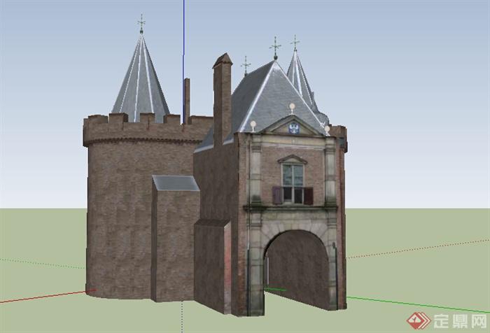 某欧式城堡设计SU模型素材(1)