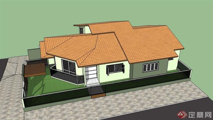 某二层豪华别墅建筑设计SU模型(1)