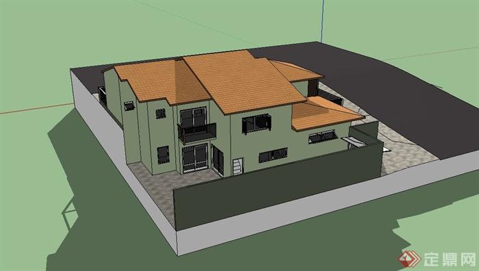 某二层豪华别墅建筑设计SU模型(2)