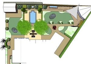 某地一现代风格庭院花园景观设计SU(草图大师)模型