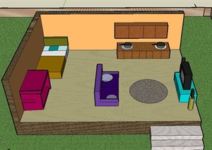 某住宅室内家具陈设设计SU(草图大师)模型